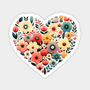 Floral retro heart Magnet