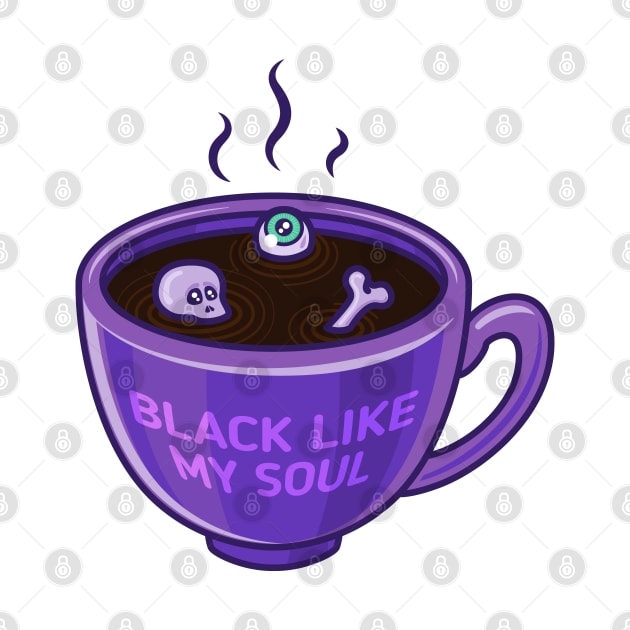 Black like my soul coffee cup with skull and bone by Sugar & Bones