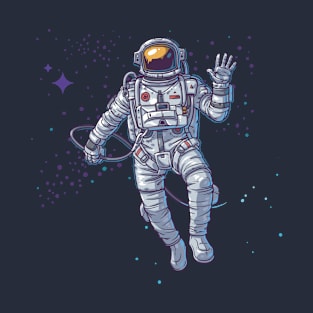 Waving Astronaut in Outerspace T-Shirt