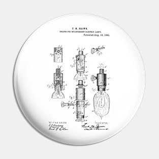 Holder for Electric Lamps Vintage Retro Patent Hand Drawing Funny Novelty Gift Pin