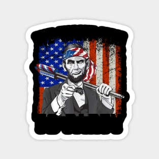 Abraham Lincoln 4th Of July Shirt Men American USA Flag Magnet
