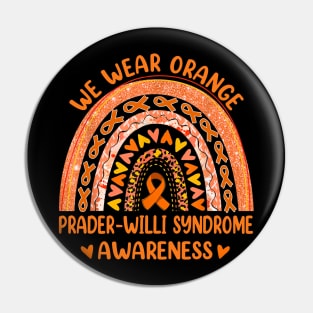 Prader-Willi Syndrome Awareness, Rainbow We Wear Orange, Orange Ribbon Pin