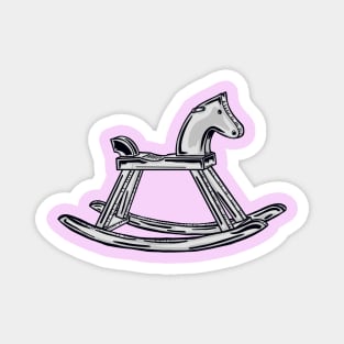 Black And White Rocking Horse With Pink Background Magnet