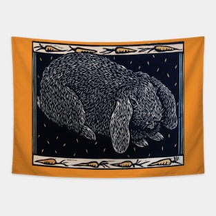 Bunny Contemplating Carrots Tapestry