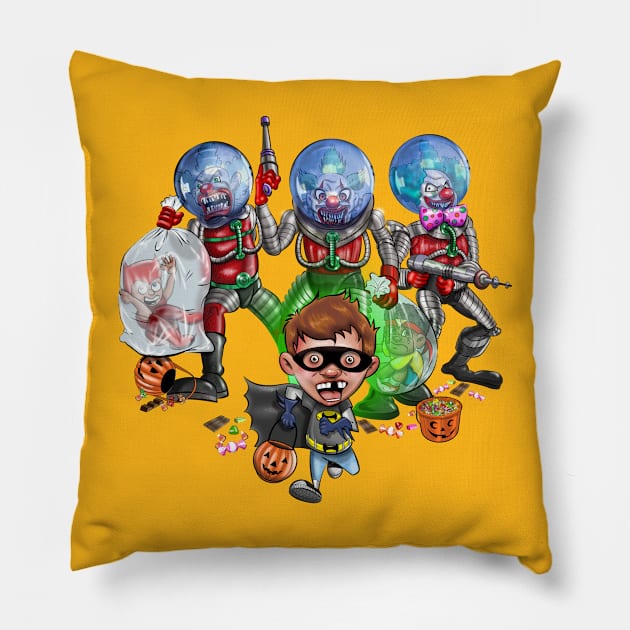 Halloween Killer Clowns Pillow by Chris Kostecka