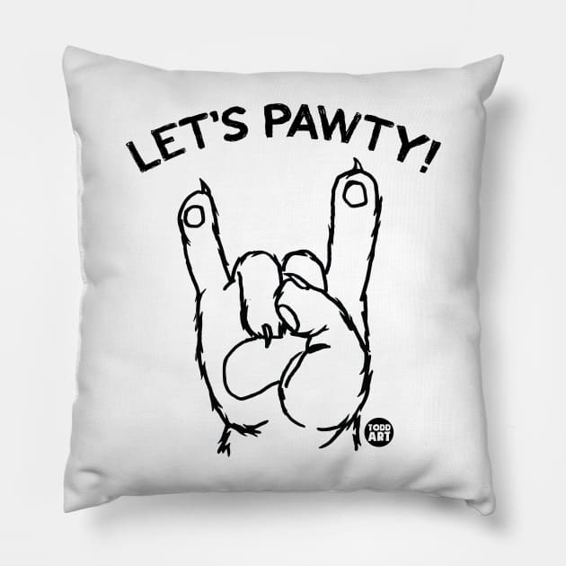 LETS PAWTY Pillow by toddgoldmanart