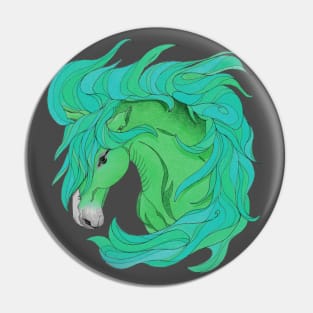 Horse Totem Animal Variant Sea Green Pin