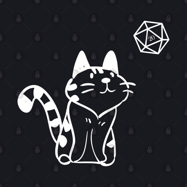 Funny Cat with D20 Dice Tabletop RPG by pixeptional