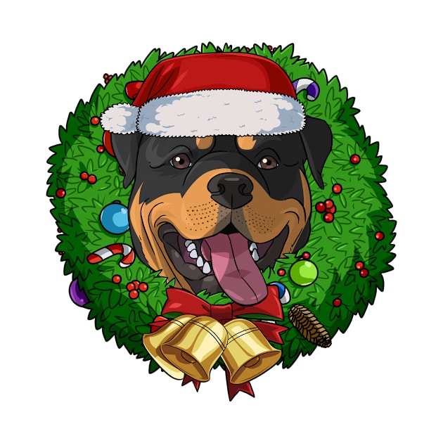 Funny Rottweiler Santa Christmas Wreath by Noseking