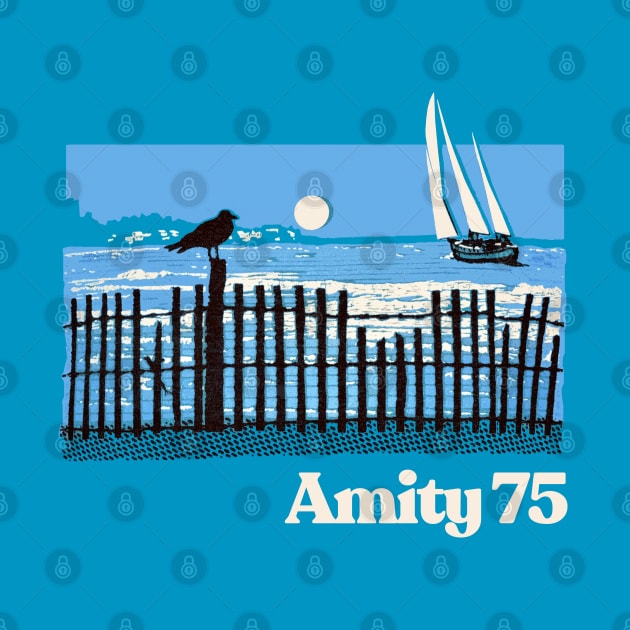 Amity 1975 - The Summer Of Jaws - Vintage Style Souvenir Design by DankFutura