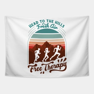 Head To The Hills Running Quote Tapestry