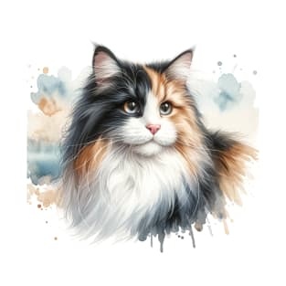 Domestic Medium Hair - Watercolor Cat T-Shirt