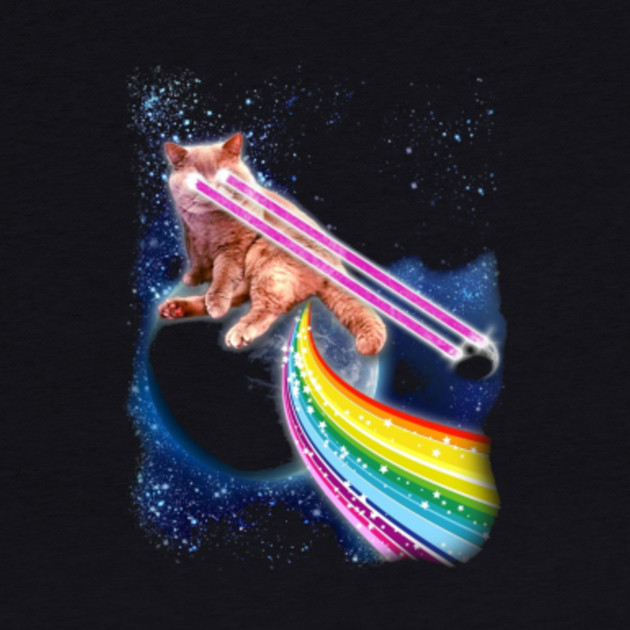 Crazy Space Cat With Eye Lasers And Rainbow Farts Gifts Cats