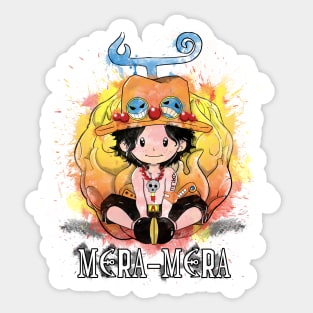 one piece mera mera no mi, flame flame fruit. Sticker for Sale by daegan0