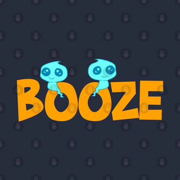 Boo-ze cute ghost cartoon blue orange typography by Blaze_Belushi