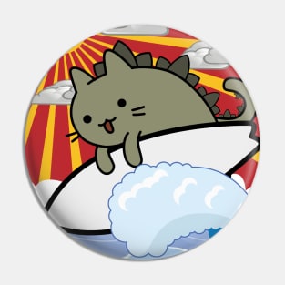 CATching waves cat zilla surfer and sunset Pin