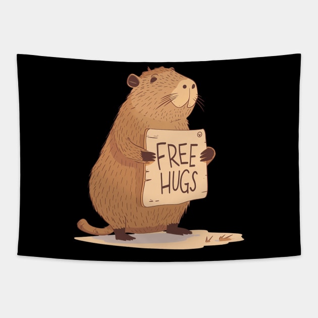 Free Hugs! Romantic Capibara Tapestry by Visual Arts Oasis