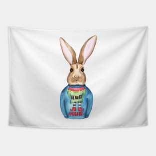 Rabbit wearing Christmas jumper Tapestry