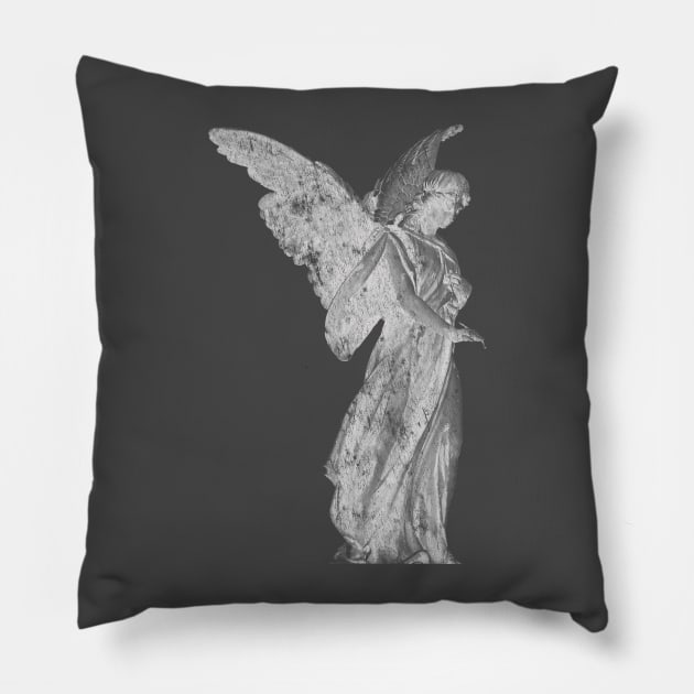 Distressed Angel Statue Pillow by terrybain