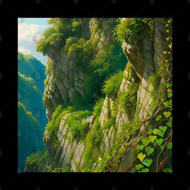 Vines along a sea cliff by CursedContent