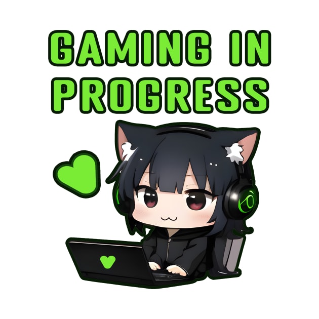 Gamer Neko - Gaming in Progress by PorinArt