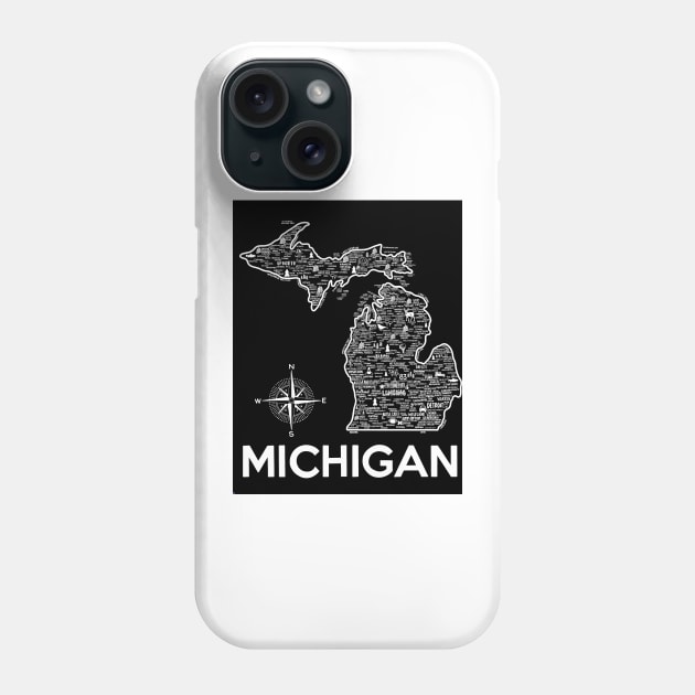 Michigan Map Phone Case by fiberandgloss