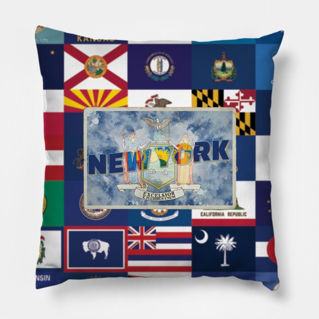 New York State vintage style retro souvenir Pillow by DesignerPropo