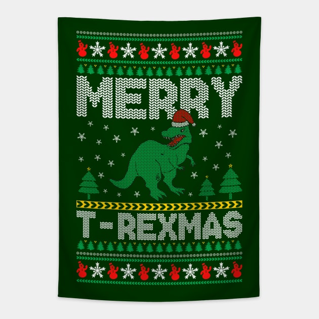 Merry T-Rex Tapestry by machmigo