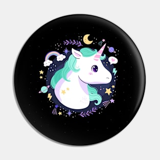 Cute unicorn with pastel color frame Pin