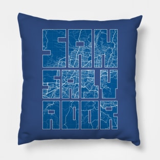 San Salvador, El Salvador Map Typography - Blueprint Pillow