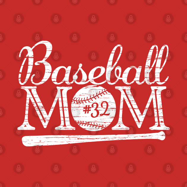 Vintage Baseball Mom #32 Favorite Player Biggest Fan Number Jersey by TeeCreations