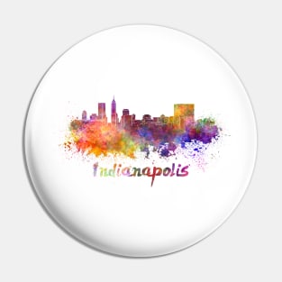 Indianapolis skyline in watercolor Pin