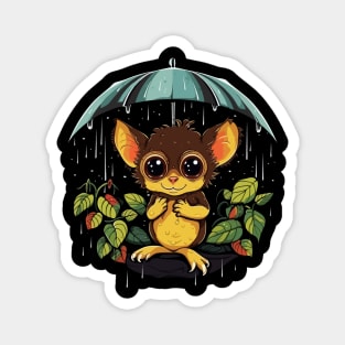 Tarsier Rainy Day With Umbrella Magnet