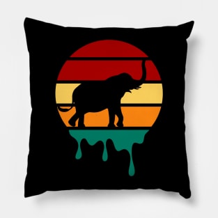 Vintage Sunset Elephant Aesthetic Pillow