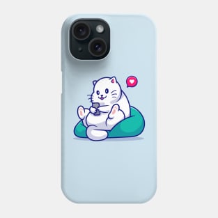 Cute Cat Sitting Playing Phone Cartoon Phone Case