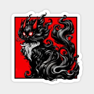 Cool Abstract Art Black Cat Demon Magnet