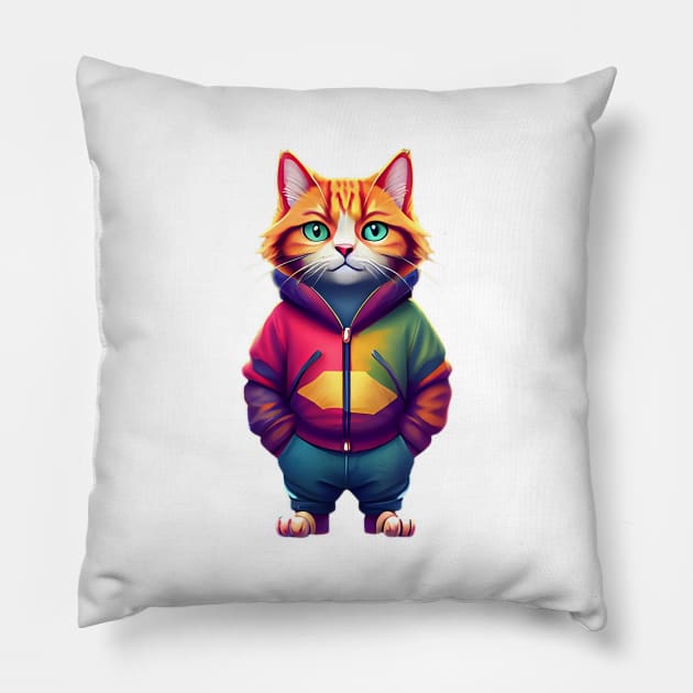 Serious red cat Pillow by LATAVIdesign