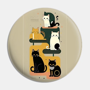 Abstract Catopia: A Whiskered Canvas of Feline Reverie Pin