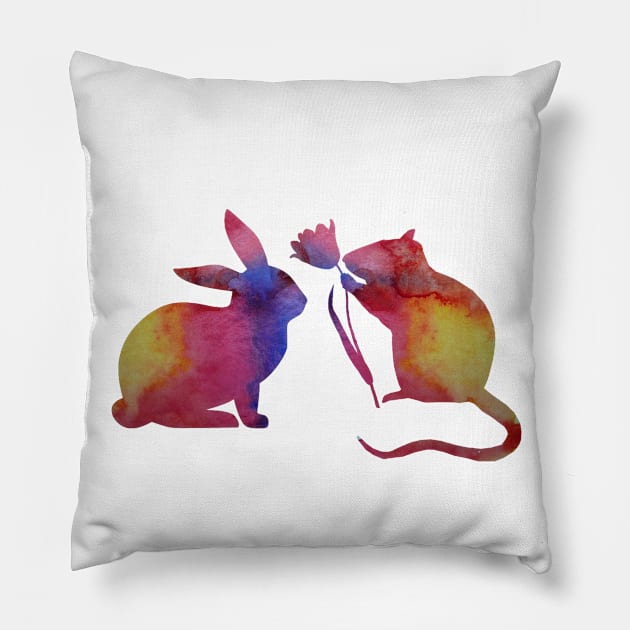 Rat and rabbit Pillow by TheJollyMarten