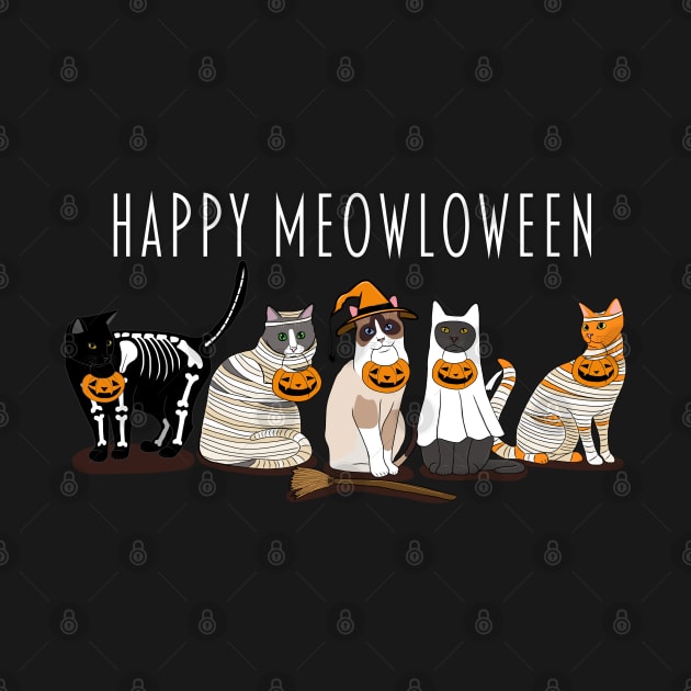 Happy Meowloween Cats by KilkennyCat Art