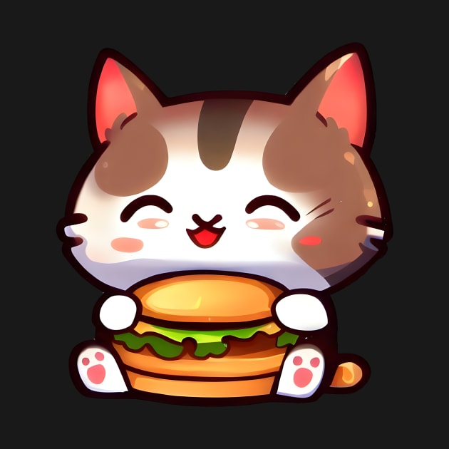 a cute cat holding a burger by Arteria6e9Vena