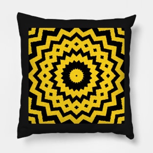 HIGHLY Visible Yellow and Black Line Kaleidoscope pattern (Seamless) 12 Pillow