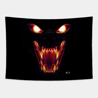 Wolf Glowing Eyes and Fangs by focusln Tapestry