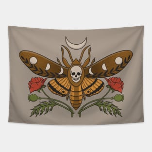 Deaths Head Moth & Poppy Flowers Tapestry