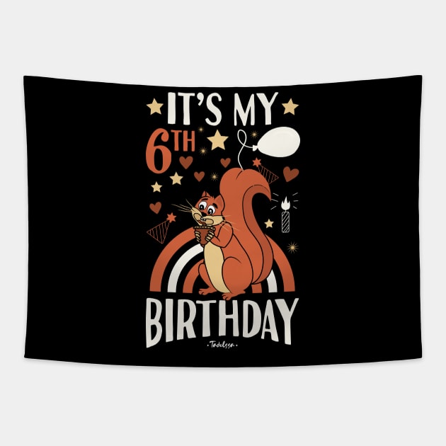 6th Birthday Squirrel Tapestry by Tesszero