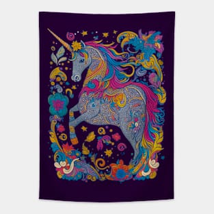 Beautiful Unicorn Ilustration Tapestry