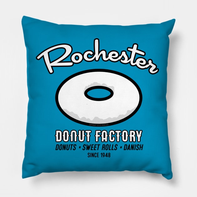 Rochester Donut Factory Pillow by Vandalay Industries