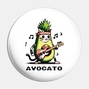 Pixel Punk Cat Guitarist - Avocado Fusion Art Pin