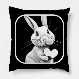 A bunny holding a heart shape Pillow