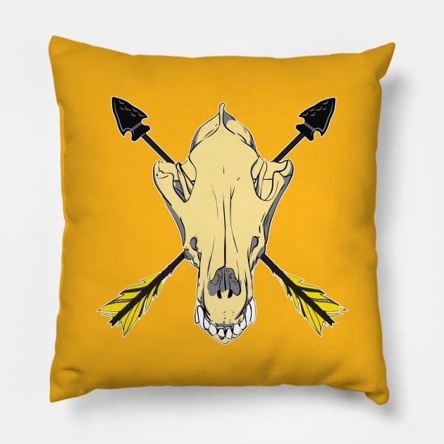 Wolf Skull 4 Pillow by Brightfeather